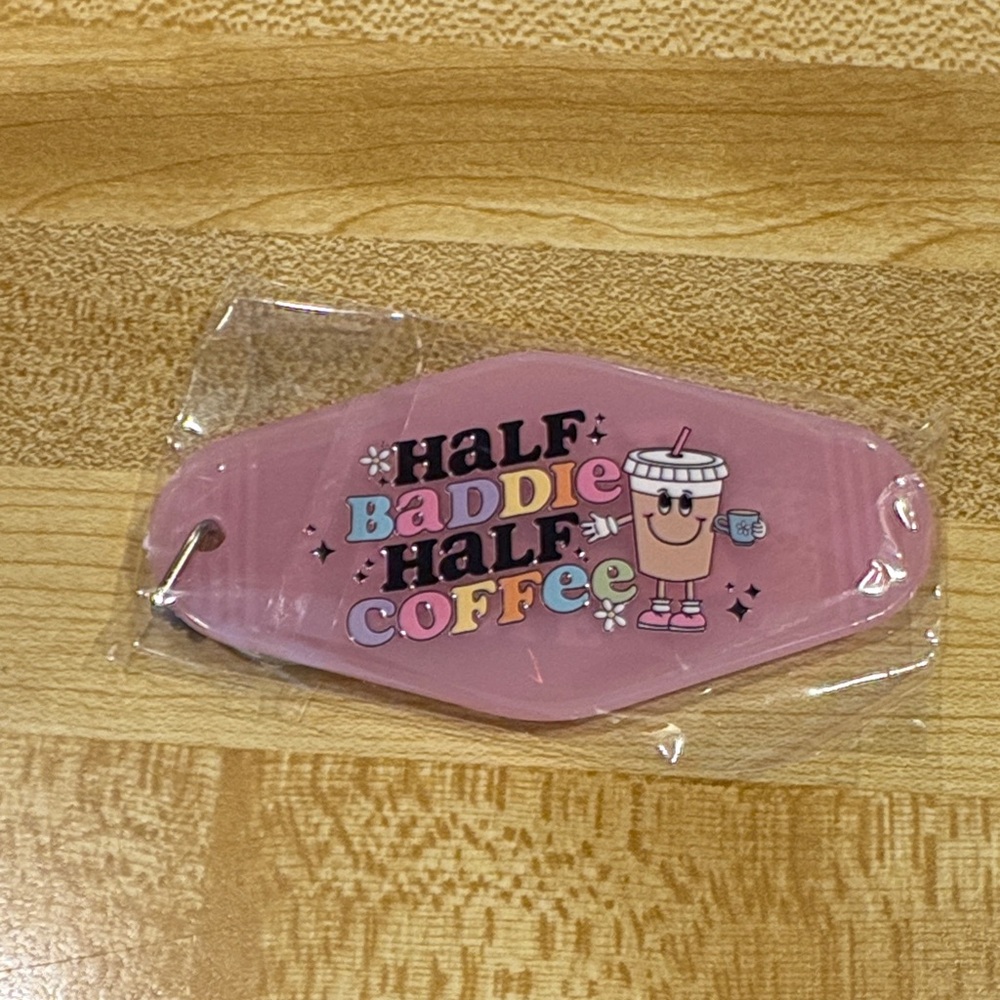Pink Half Baddie Half Coffee Keychain